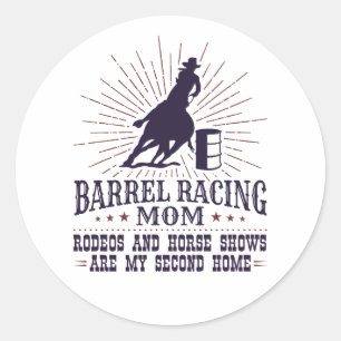 Funny Barrel Tävla Mamma Rodeos Second Home Runt Klistermärke