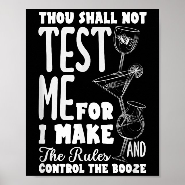 Funny Bartender Thou Shall Not Test Me Quote  Poster (Framsidan)