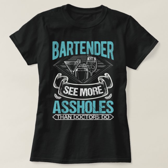 Funny Bartending Barkeeper I Shot People Waitress T Shirt (Design framsida)