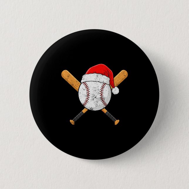 Funny Baseball Ball Santa Hat Xmas Pajamas Players Knapp (Framsida)