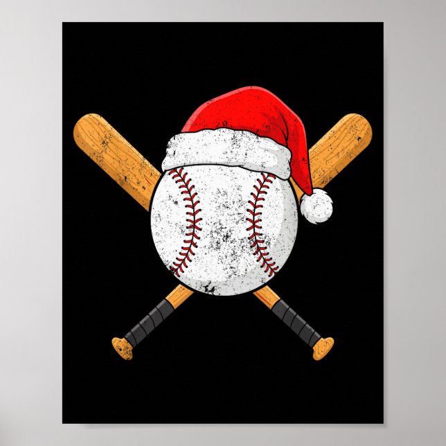 Funny Baseball Ball Santa Hat Xmas Pajamas Players Poster (Framsidan)