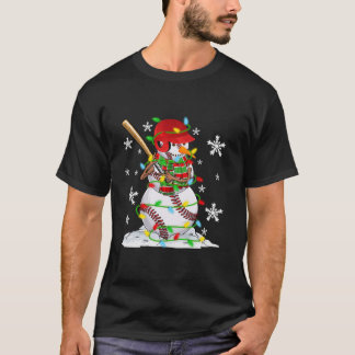 Funny Baseball Bollar Snögubbe Julgran Ljus T Shirt