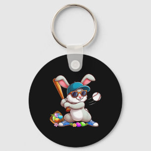 Funny Baseball Bunny Påsk Shirts För barn Boys T Nyckelring