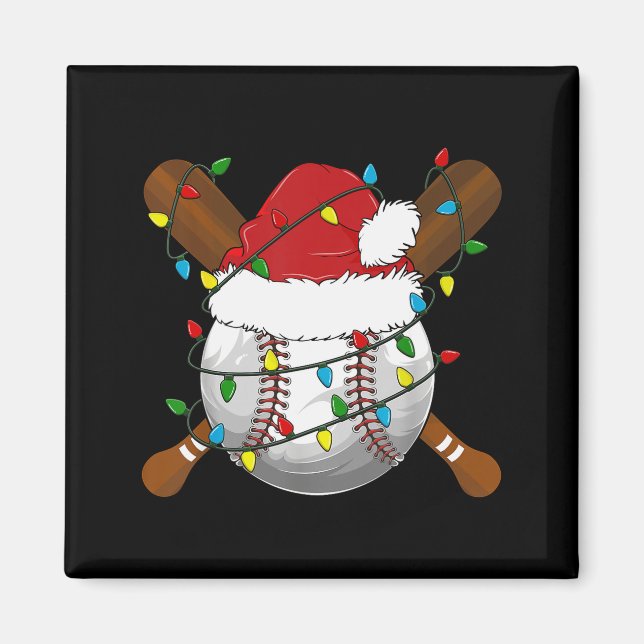 Funny Baseball Christmas Matching Family Pajamas X Magnet (Framsidan)