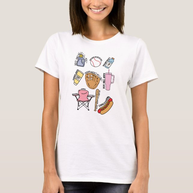 Funny Baseball Mamma Teckning T Shirt (Framsida)