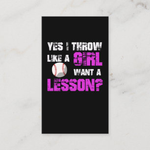 Funny Baseball Player Softball Spela Girl Pitche Visitkort