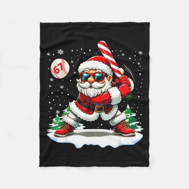 Funny Baseball Santa 67 Christmas Xmas Pajamas Boy Fleecefilt (Framsidan)