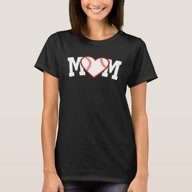 Funny Baseball Softball Ball Mom Heart Love T Shirt (Framsida)