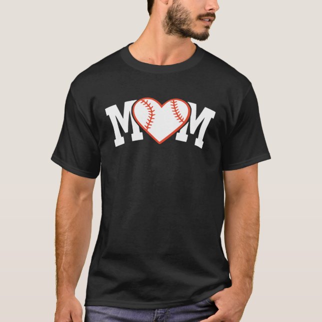 Funny Baseball Softball Ball Mom Heart Love T Shirt (Framsida)