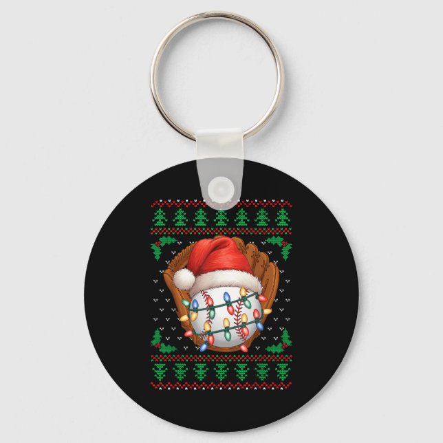 Funny Baseball Xmas Boys Men Women Kids Ugly Chris Nyckelring (Framsida)