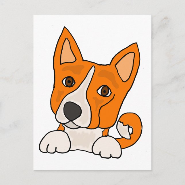 Funny Basenji Puppy Hund Art Vykort (Framsida)