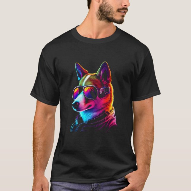 Funny BasenjiDog owner Vaporwave Notorious DJ T Shirt (Framsida)