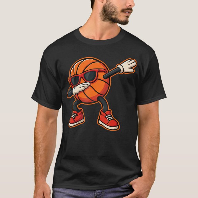 Funny Basketball Art For Men Dabbing Basketball Su T Shirt (Framsida)