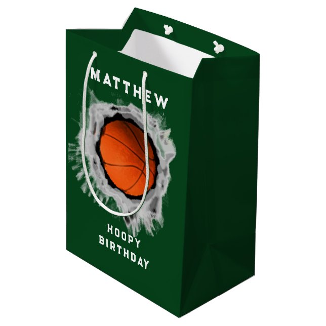 Funny Basketball Birthday Medium Gift Bag (Baksidan Vinklad)
