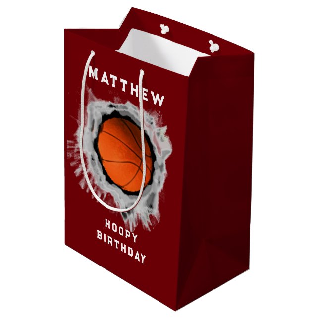Funny Basketball Birthday Medium Gift Bag (Baksidan Vinklad)