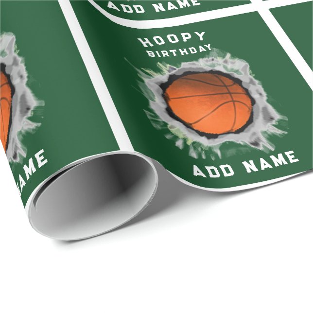 Funny Basketball Birthday Presentpapper (Rullad Hörn)
