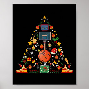Funny Basketball Boll Ring Julgran Merry Xm Poster