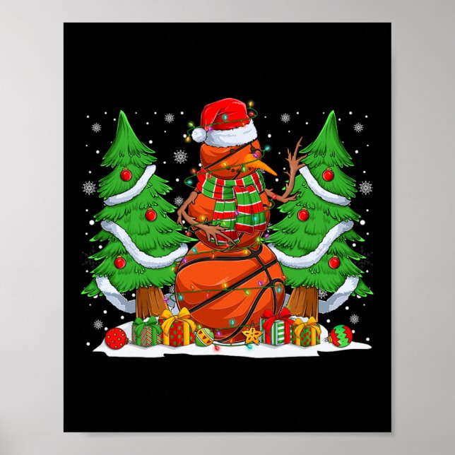 Funny Basketball Bollar Snögubbe Julgran Ligh Poster (Framsidan)