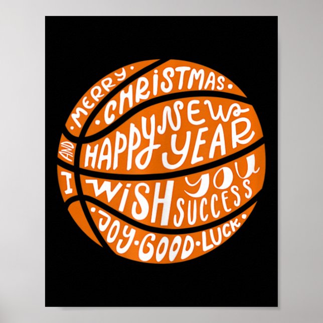 Funny Basketball God jul Gott nytt år Ta Poster (Framsidan)