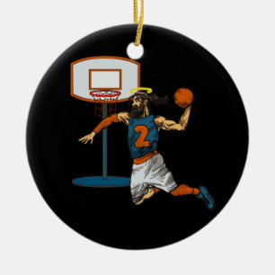 Funny Basketball Jesus Player Christian Humor Slam Julgransprydnad Keramik
