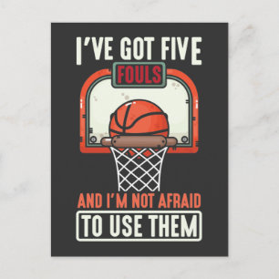 Funny Basketball Player 5 Fouls är inte rädd för a Vykort