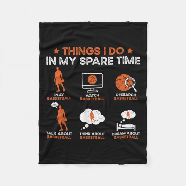 Funny Basketball Things I Do In My Spare Time Bask Fleecefilt (Framsidan)