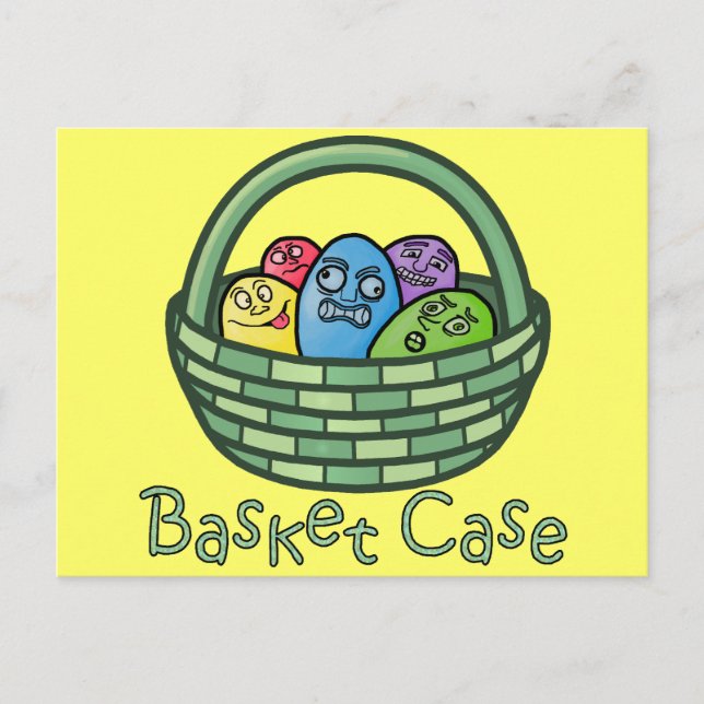 Funny Basketcase Påsk Helg Vykort (Framsida)