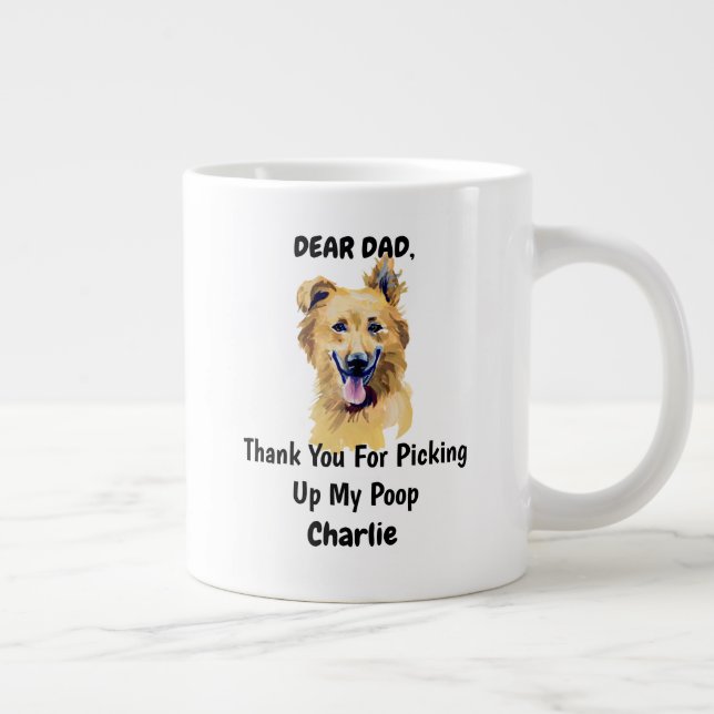 Funny Basque Shepherd Pappa Watercolor Hund Art Jumbo Mugg (Höger)