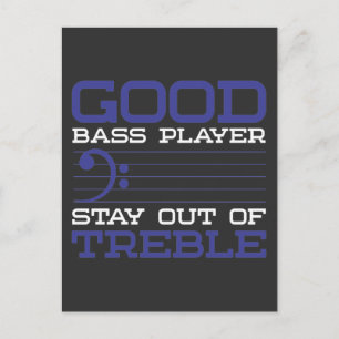 Funny Bass Clef Pun Treble Musician Bassistance Vykort