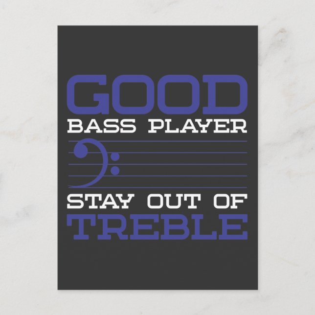 Funny Bass Clef Pun Treble Musician Bassistance Vykort (Framsida)