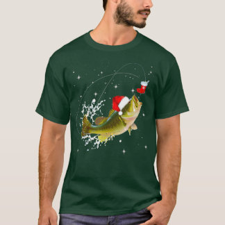Funny Bass Fishing Santa Hat jul Pajama T Shirt