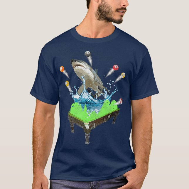 Funny Bassäng Billiards Shark T Shirt (Framsida)