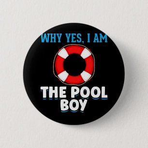 Funny Bassäng Boy Swimmer Humor Knapp