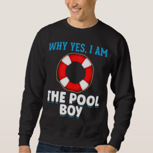 Funny Bassäng Boy Swimmer Humor Lång Ärmad Tröja