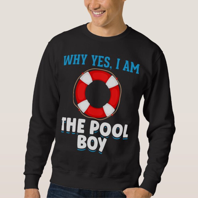 Funny Bassäng Boy Swimmer Humor Lång Ärmad Tröja (Framsida)