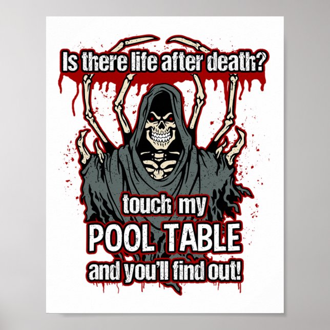 Funny Bassäng Player Grim Reaper Poster (Framsidan)