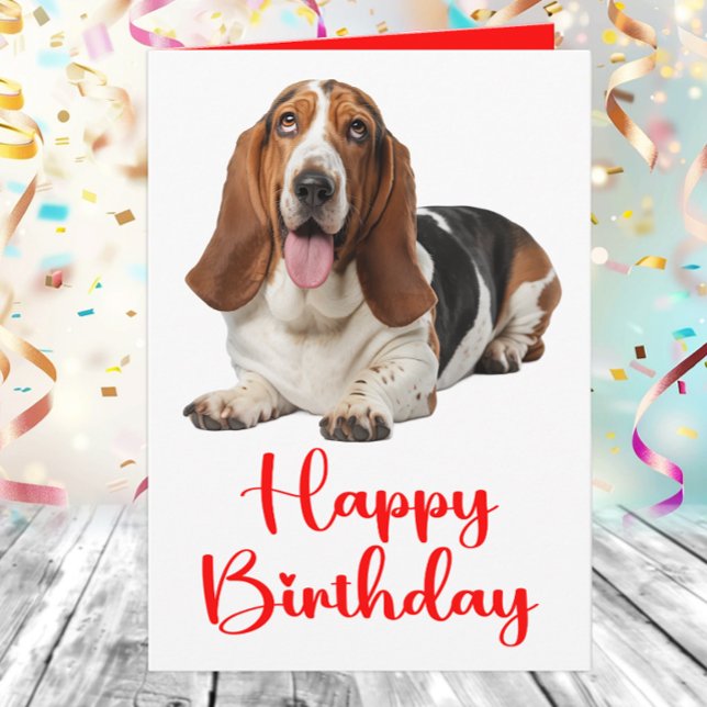 Funny Basset Hound Birthday Hundälskares Kort (Skapare uppladdad)