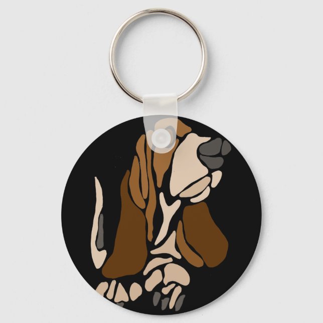 Funny Basset Hound Hund Art Nyckelring (Framsida)
