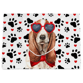 Funny Basset Hound Kärlek Red Hearts och Tassar