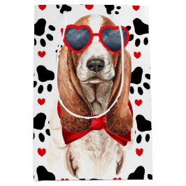 Funny Basset Hound Kärlek Red Hearts och Tassar