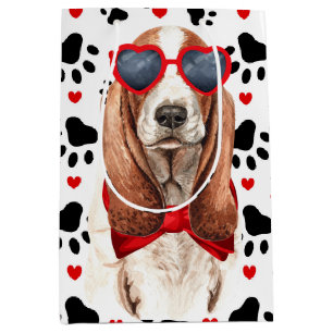 Funny Basset Hound Kärlek Red Hearts och Tassar