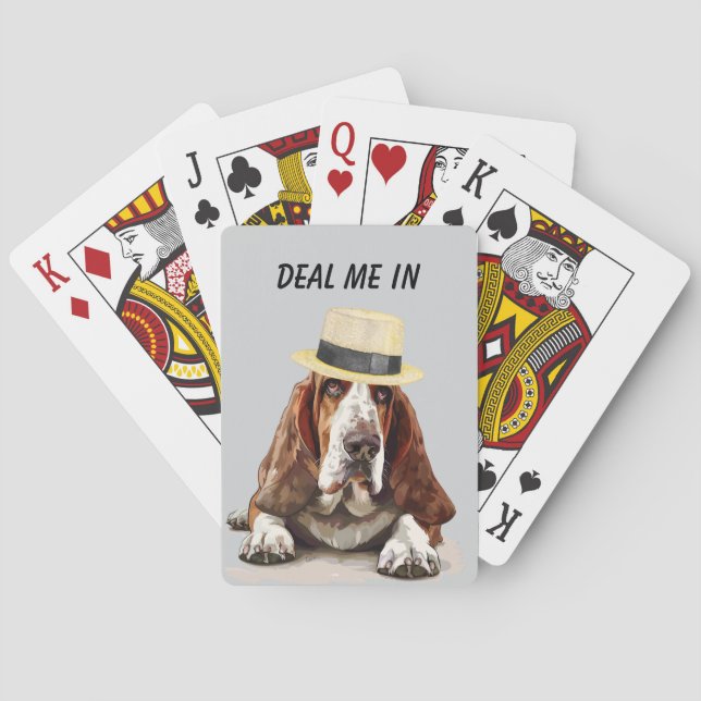 Funny Basset Hound mig in i Casinokort (Baksidan)