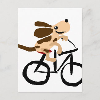 Funny Basset Hound Riding Bicycle Vykort