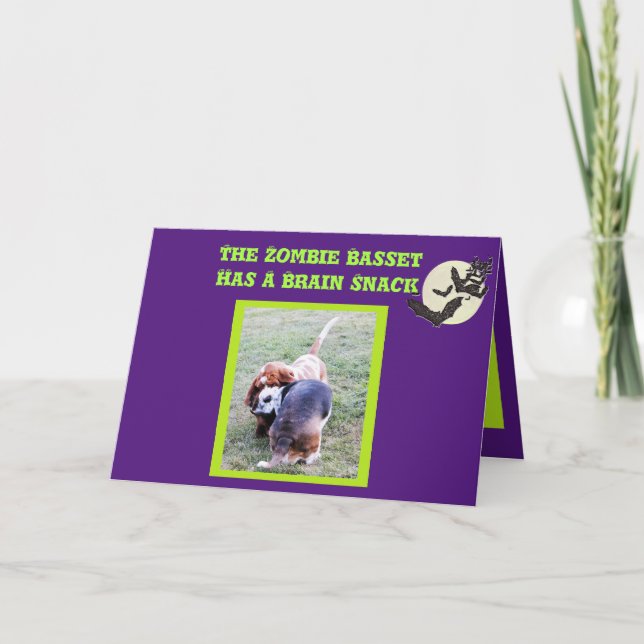 Funny Basset Hound Zombie Halloween-kort Kort (Framsida)