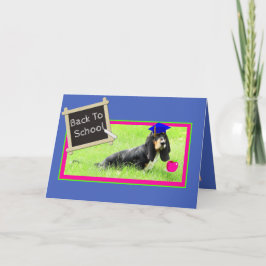 Funny Basset on Back to School Card w/Apple Kort