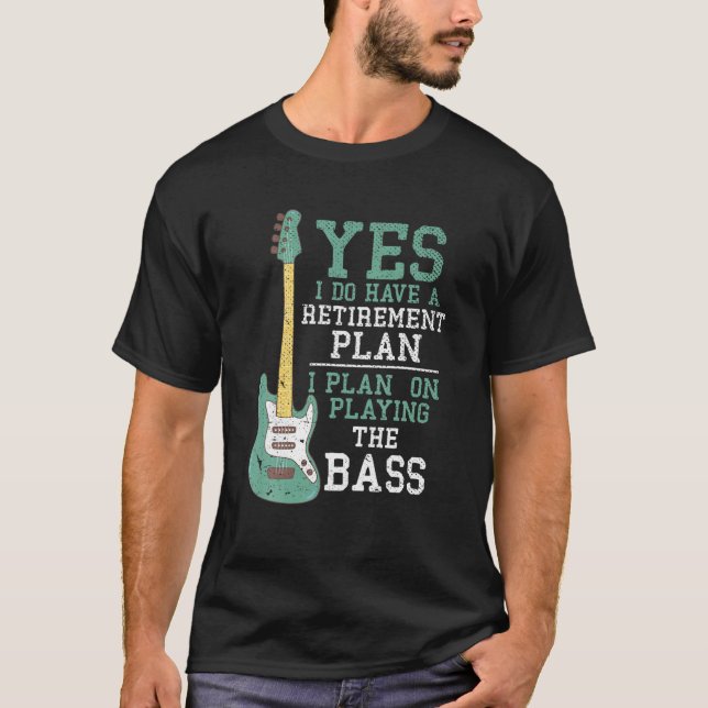 Funny Bassistance Pension Bass Guitarist Retrött B T Shirt (Framsida)
