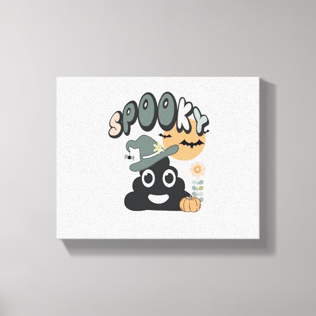 Funny Bathroom Humor Cute Retro Halloween SpoP Canvastryck (Framsida)