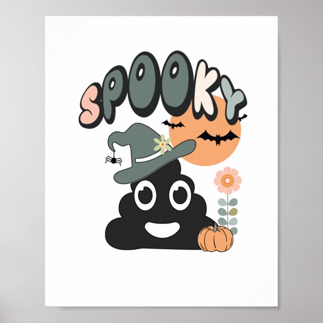 Funny Bathroom Humor Cute Retro Halloween SpoP Poster (Framsidan)