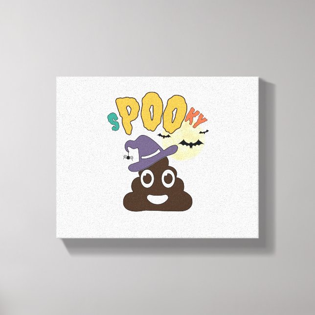 Funny Bathroom Humor Halloween Spooky Poo Design Canvastryck (Framsida)