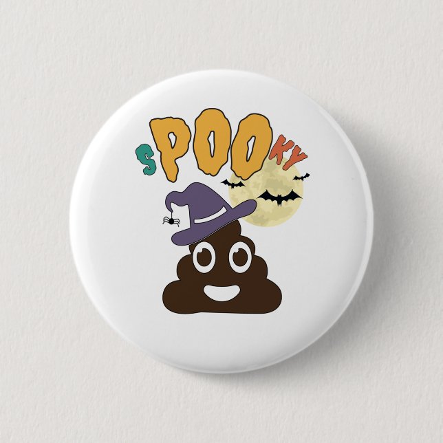 Funny Bathroom Humor Halloween Spooky Poo Design Knapp (Framsida)
